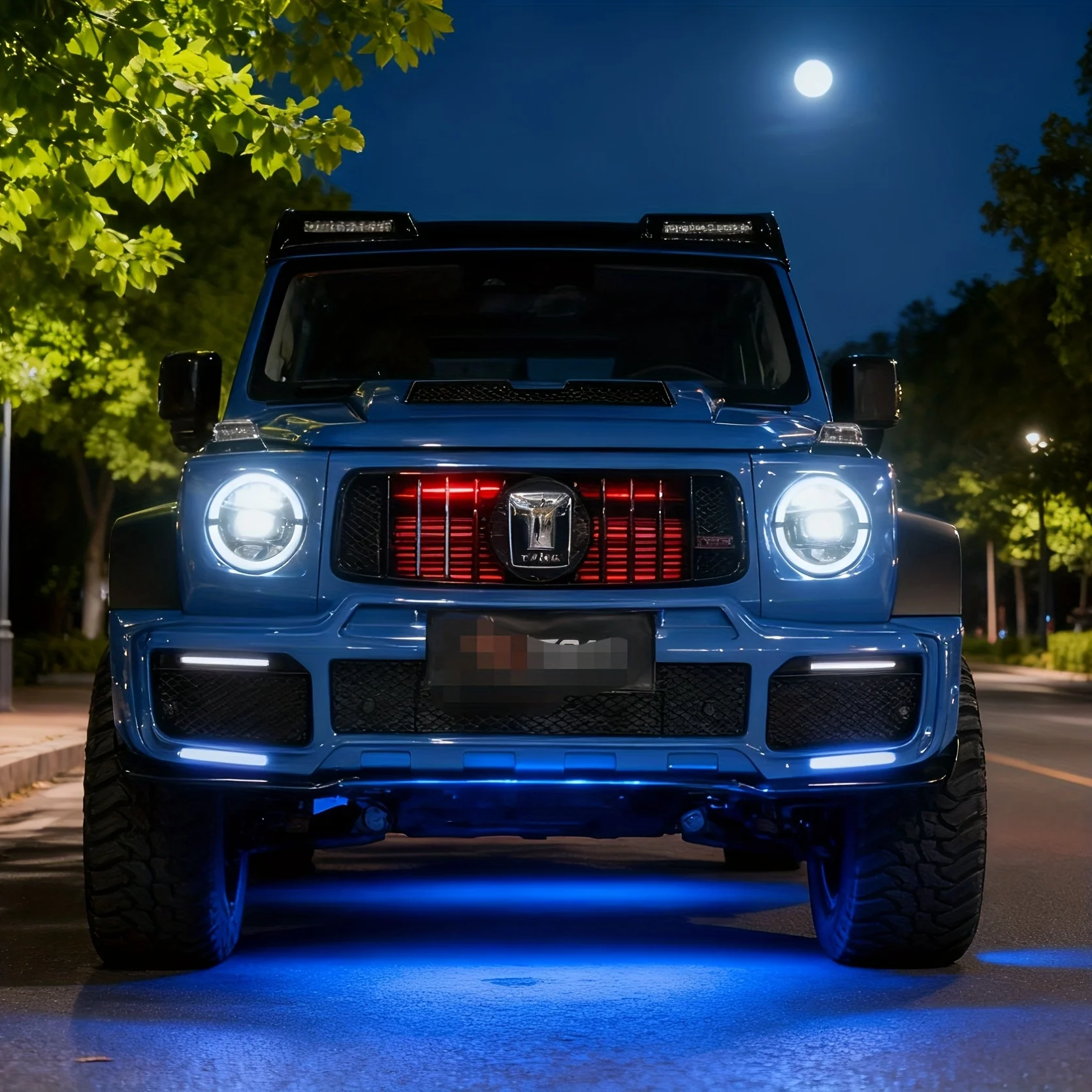 

Светодиодная неоновая подсветка передней решетки автомобиля с эффектами дыхания и стробоскопа, улучшающая динамику приветствия на улице