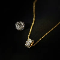 exquisite cylindrical filled cz zircon pendant necklace for women girls charm crystal choker chain necklace fashion jewelry