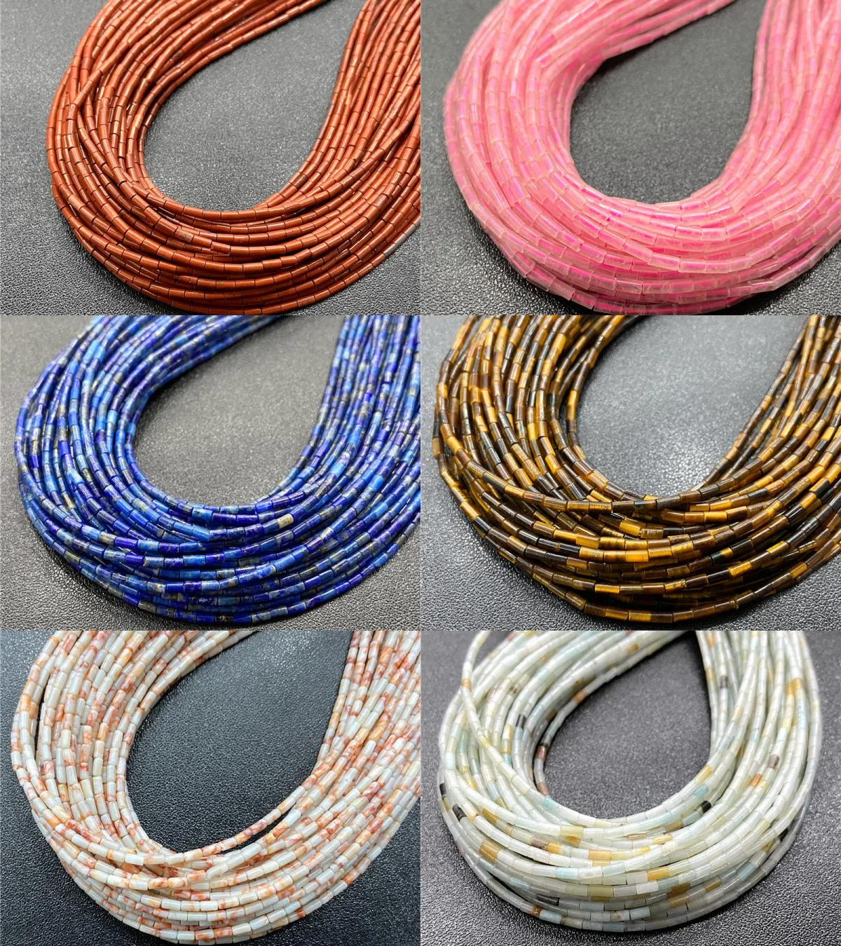 

2x4mm Natural Cylindrical Tube Beads Agate Jade Crystal Gemstone Loose Stone For Jewelry Making Diy Bracelet Charms 15"