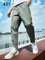 a21 men fashion trendy slim fit sports pants summer 2022 new casual simple sweatpants males 100 cotton letter printed trousers