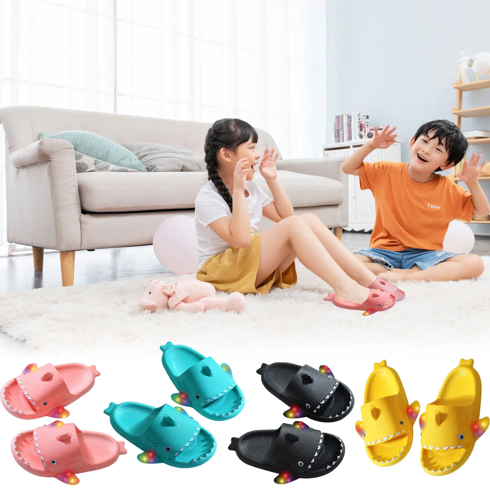 

Lightweight Slip On Sandals Open Toe Slides Sandals Shark Shoes Lightweight for Boys Girls Kids Cute Summer Slippers