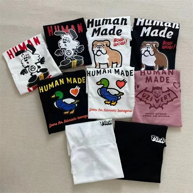 

HUMAN MADE Tshirts Cute Cartoon Dog Slub Men Women T-Shirts Harajuku Clothing