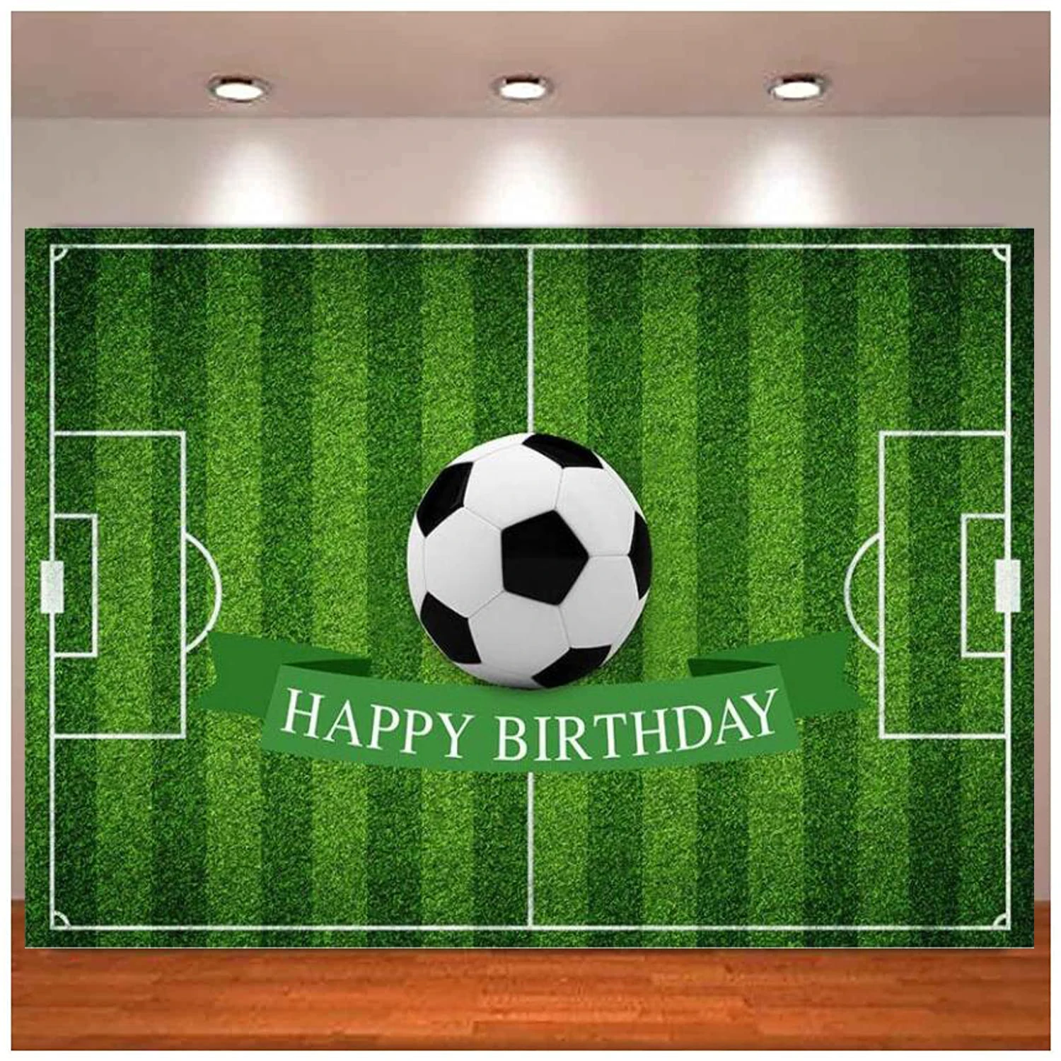 

Football Theme Happy Birthday Photography Backdrop Party Decoration Soccer Field Banner Photo Studio Background Banner Poster