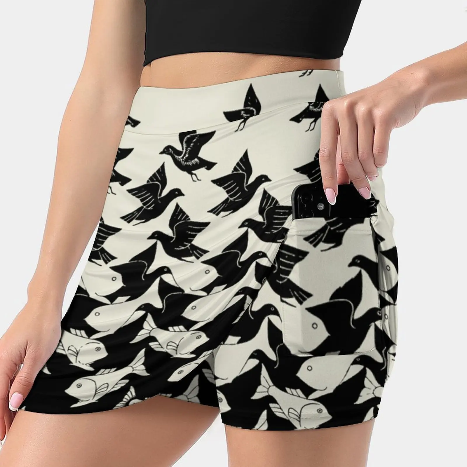 

Юбка женсветильник в стиле арт-деко, Модная легкая в Корейском стиле, с рисунком рыб и птиц, брючный аксессуар, лето