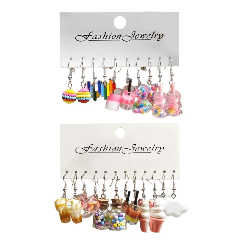 Модный набор сережек с имитацией пузырьков и чая молоком 11 пар милые прочные