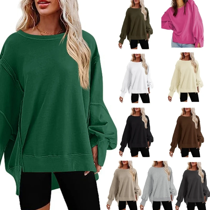 

Stylish Womens Oversized Crewneck Sweatshirts Pullover Workout Tops Fall Long Sleeve Teen Girls Outfits 10CE