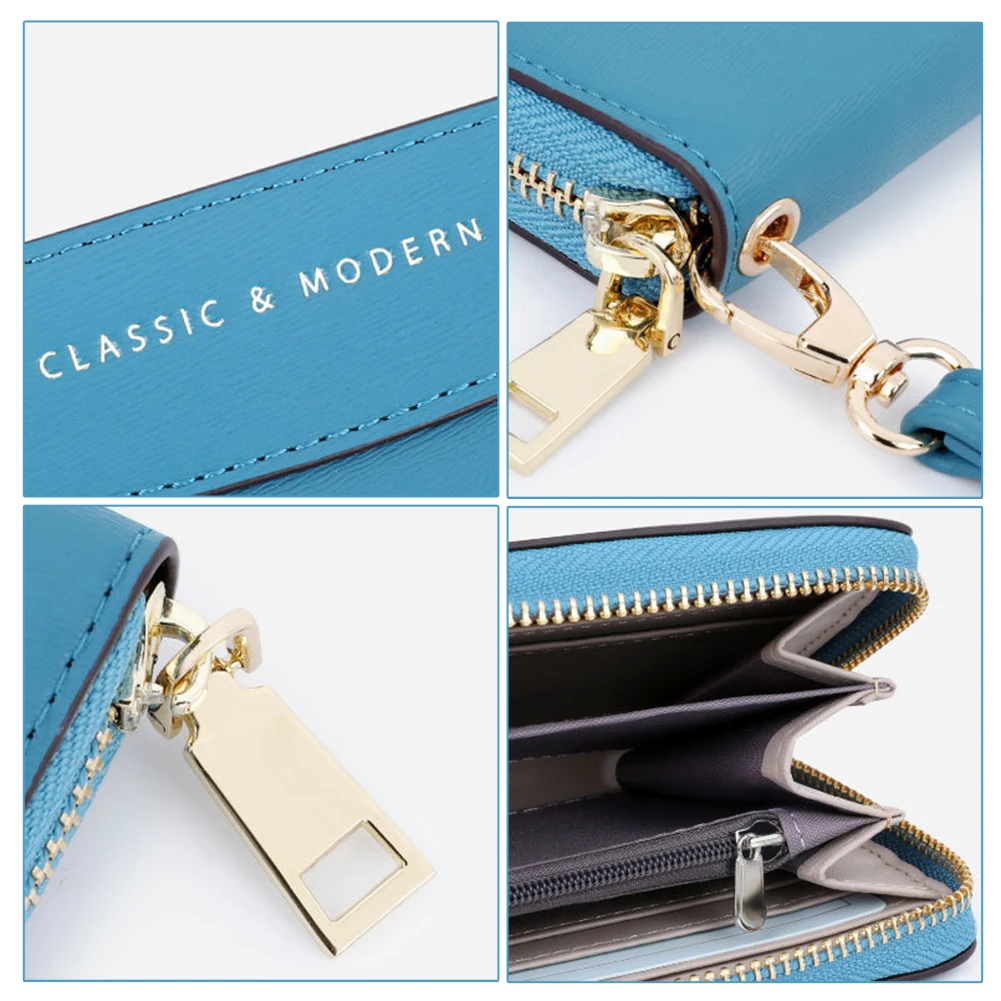 Simple Zipper Clutchs With Removable Lanyard Multi-Purpose Large Capacity Purse For Bag Shoulder Bag