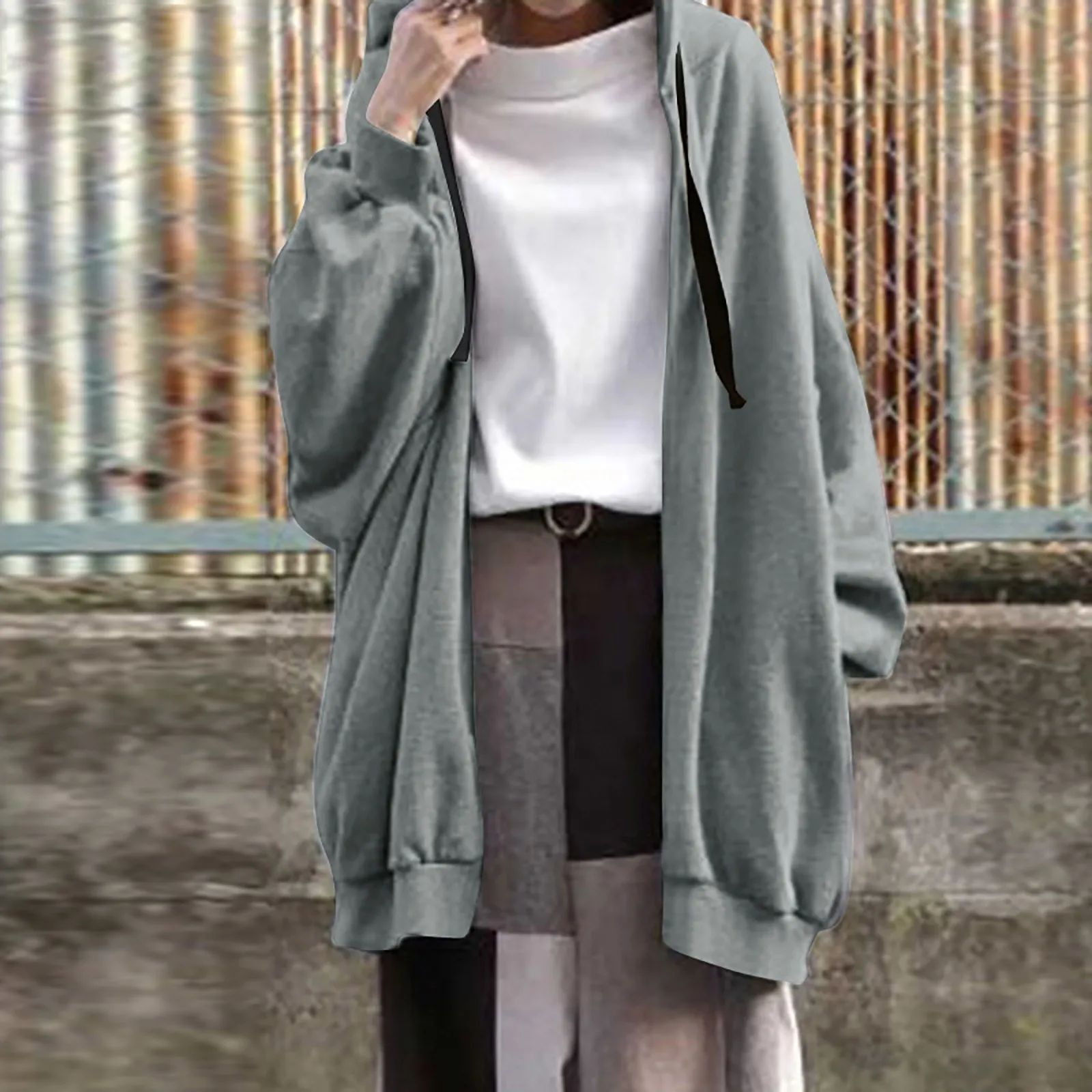 

Women Sweatshirt Fashion Loose Solid Color Streetwear Pocket Zipper Jacket without Hood Maternity Anorak Women Fleece Jacket