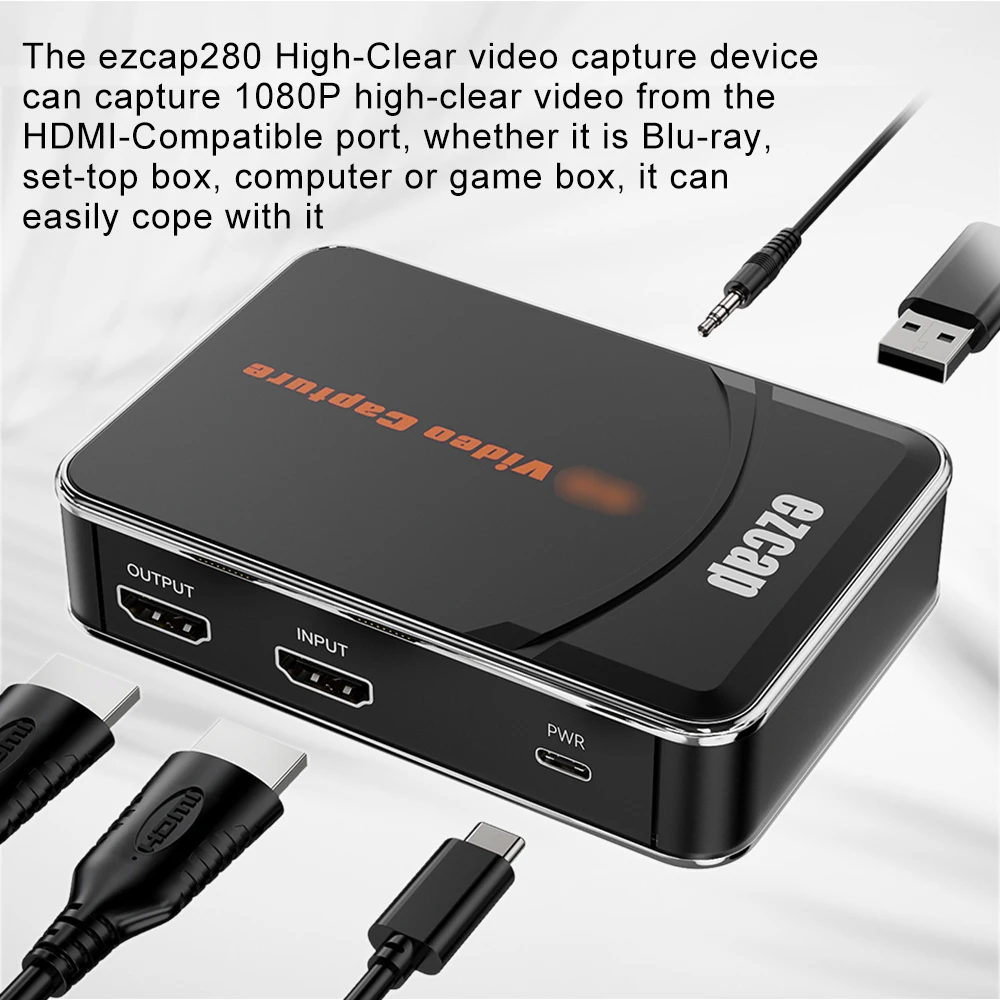 Ezcap280 HDMI видеозахват с независимым микрофоном аудио вход 1080P/30 Гц высокая четкость