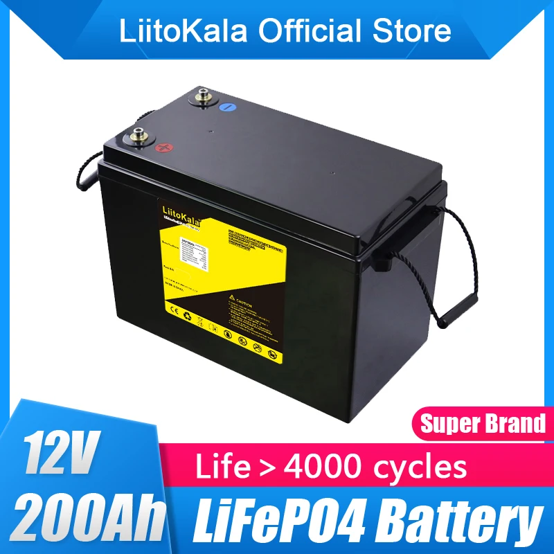 

12V 200Ah LiFePO4 Battery BMS Lithium Power Batteries 4000 Cycles For 12.8V RV Campers Golf Cart Off-Road Off-grid Solar Wind