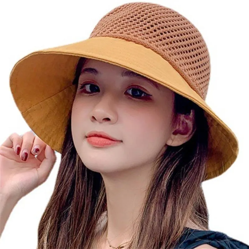 

Summer Women Hat Bowknot Sun Hats for Women Hollow Foldable Fisherman Hat Sunscreen Cap Fashion Women Beach Sun Cap
