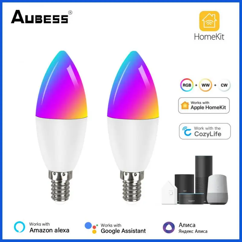

Wifi Smart Light Bulb E14 RGBCW LED Light Bulb Dimmable Lamp Bulb Smart Home Voice Control Compatible With Alexa Google Home