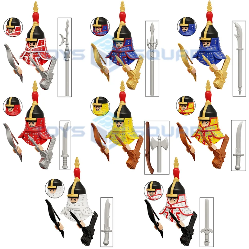 Модель китайского старинного желтого белого синего Красного флага солдата