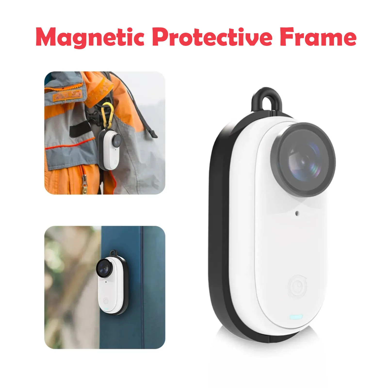 

For Insta360 Go3 Camera Body Magnetic Protective Frame Cage For Insta360 GO 3 Simple Border w Carabiner Action Camera Accessory