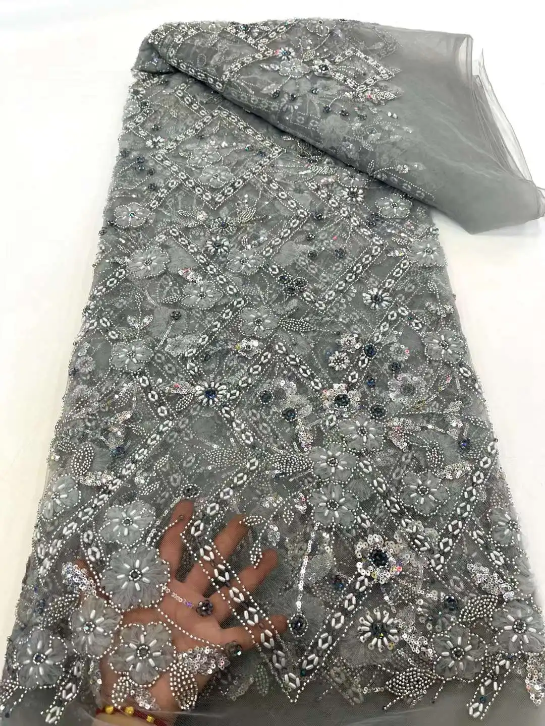 Новейшая африканская 3D Цветочная кружевная ткань Дубай вышитая аппликация для