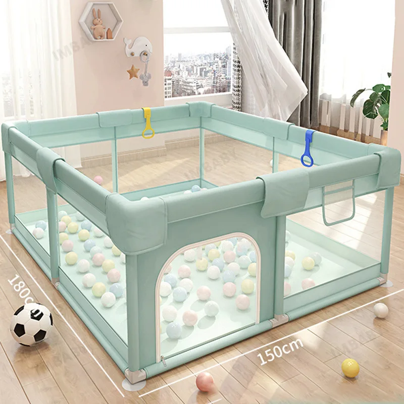 Детский манеж IMBABY 150×180 см, с защитой от опрокидывания, с присосками и противоударным хлопковым наполнителем, дышащая сетчатая защитная сетка (art.: 3920da98e4261) - 3920da98e4261