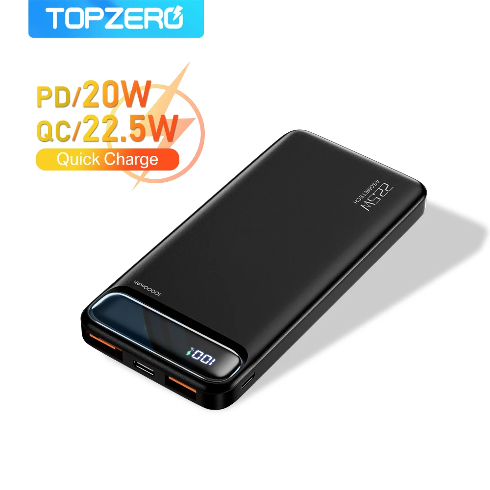 Power Bank 10000 мАч 20000 портативное зарядное устройство Внешний аккумулятор PD 20 Вт
