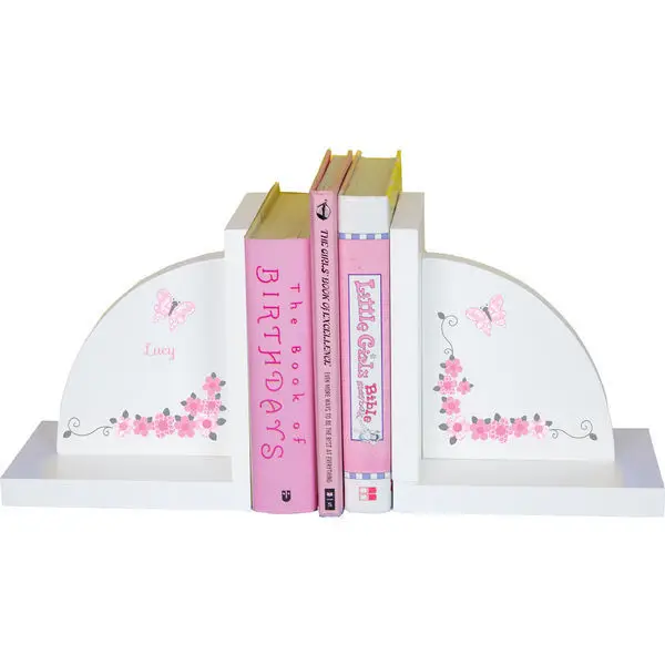 

Personalized Pink and Gray Butterflies Childrens Bookends
