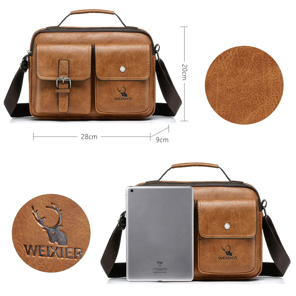 PU Leather Shoulder Bag Retro Men's Bag Leather Handbag Crossbody Bag Messenger Bag Stylish Briefcase Casual Satchel Handbag