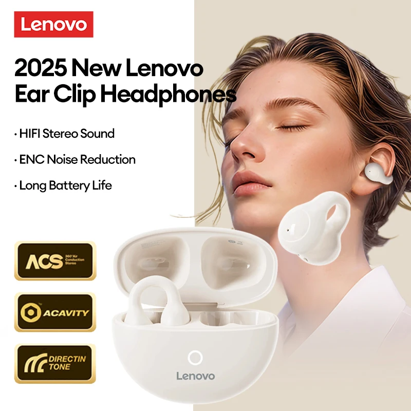 Фото Оригинальные беспроводные наушники Lenovo LP25 OWS, зажим для ушей, Bluetooth наушники, HIFI стерео музыка, игровой звонок, наушники с шумоподавлением №1