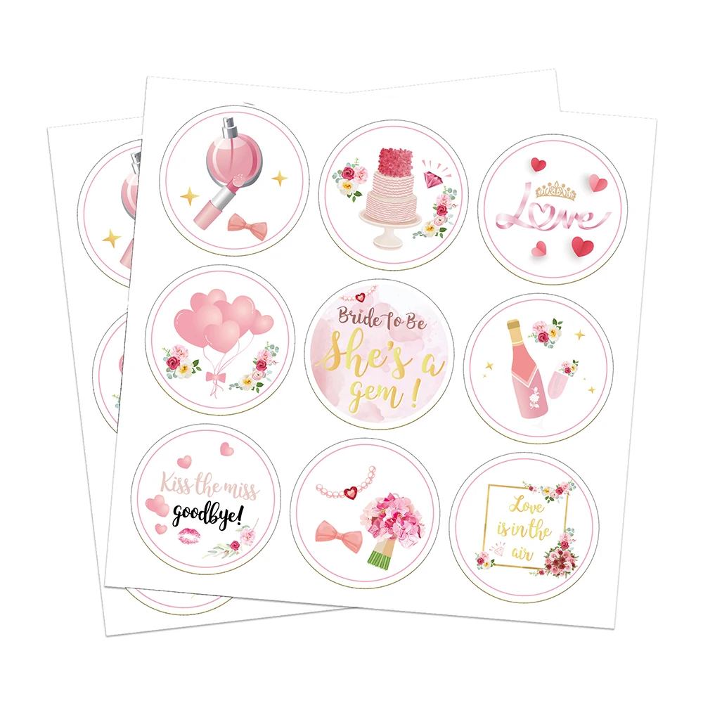 

KK139 180pcs 1.5inch Sweet Love Heart Wedding Bride To Be Party Stickers For Souvenir Gift Bags Candy Decals Graffiti Stickers