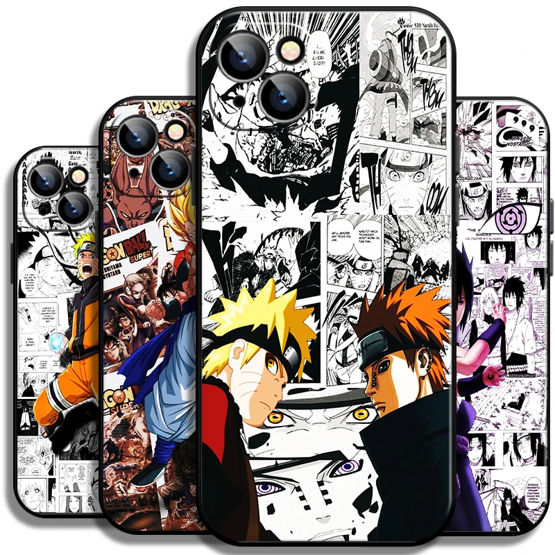 

Naruto One Piece Dragon Ball For Apple iPhone 13 12 11 Pro Mini X XR XS Max SE 5 6 6S 7 8 Plus Phone Case Funda Black