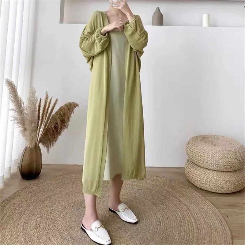 

Women Cardigan Cardigan Women Sun-protective Shirt New Ice Silk Large Size Coat Mid-length Model Air-conditioned Shirt