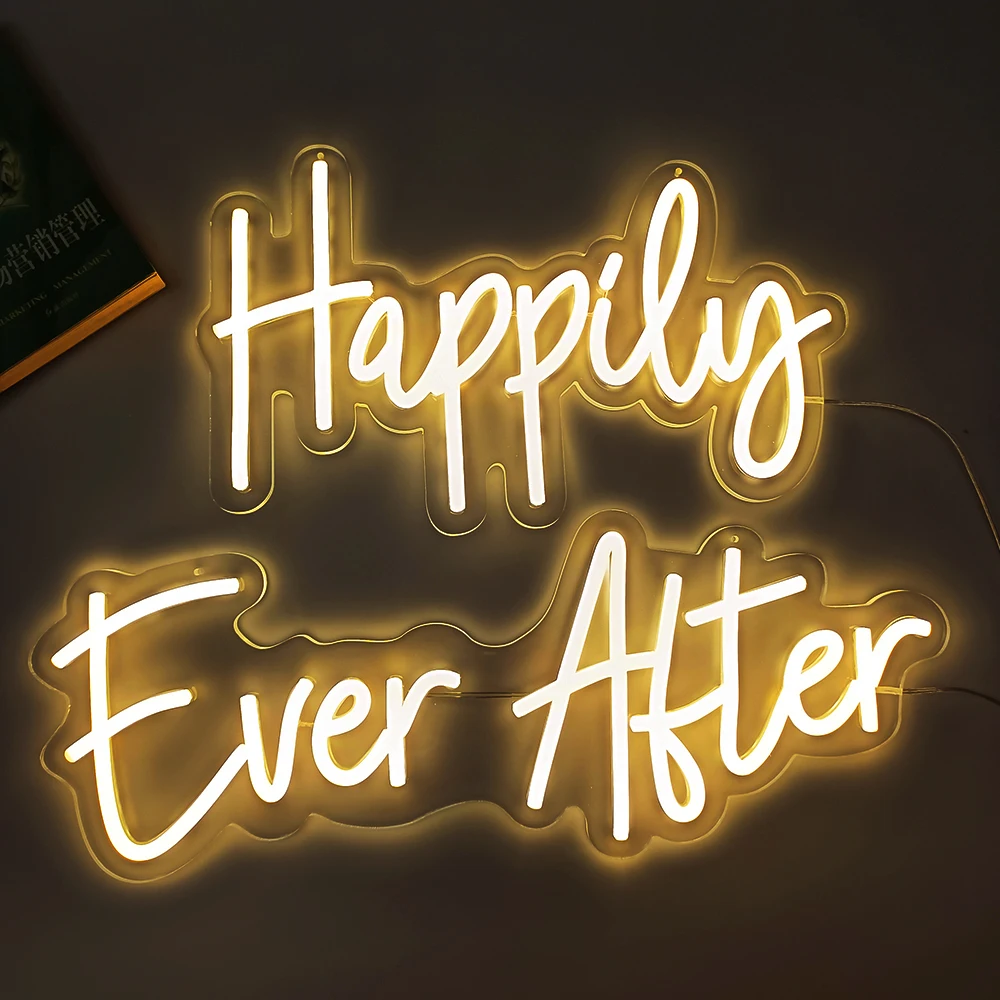 DECO Custom Led Neon Sign for Happily Ever After Flexible Neon Light Sign Wedding Happy Birthday Light Decoration Lights Party