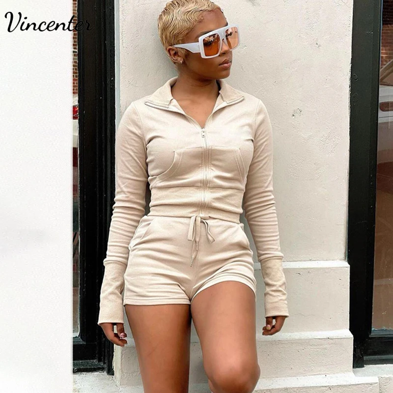 

New Sporty 2Two Piece Set Women Casual Top Long Sleeve Cropped Jacket+Sports Shorts Suit Female Fitness Tracksuit Activewear