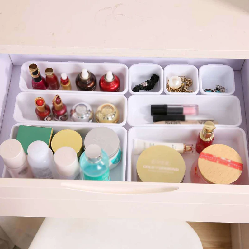 

New 8PCs Divide Drawer Organizer Box Storage Trays Box Office Home Kitchen Bathroom Cupboard Desk Jewelry Makeup Organization