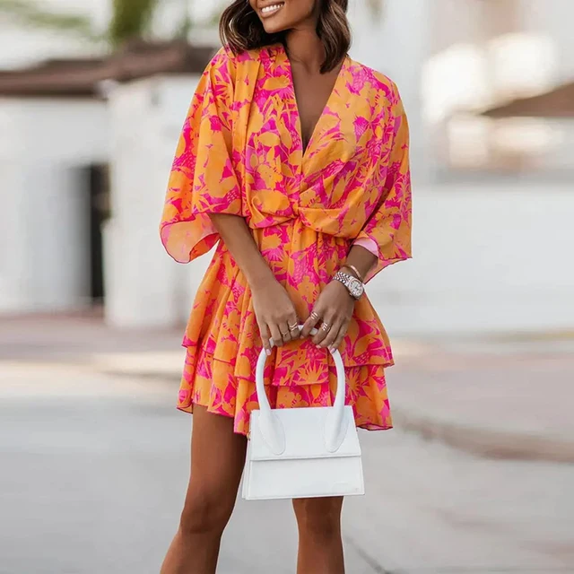 Elegant Women Short Sleeve Party Dress 