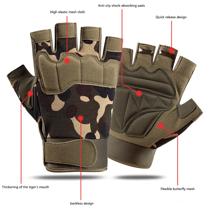 Outdoor Sports Tactical Gloves Men's And Women's Half-finger Non-slip Anti-cutting Riding