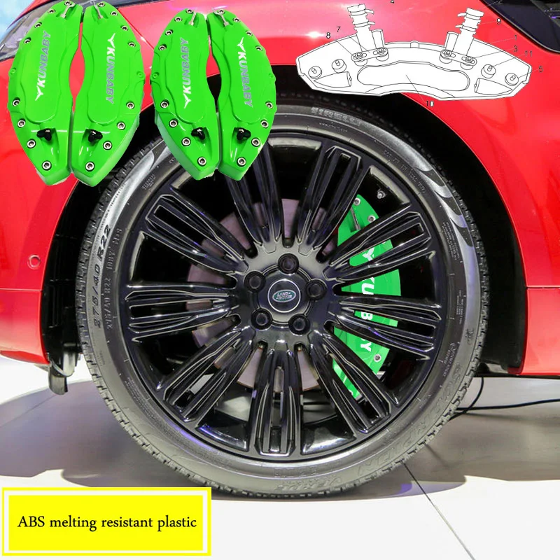 

KUNBABY ABS Melting Resistant Plastic Brake Caliper Cover Fix By Screw For Land Rover Discovery 1 2 3 4 5 Range Rover Sport R18+