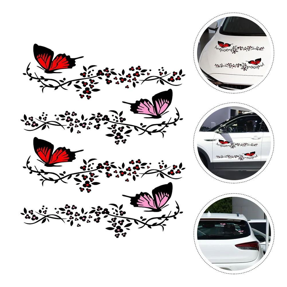 

4 Pcs Applique Butterfly Car Sticker Motorcycle Decals Personalized Window Stickers Engine Covers Styling