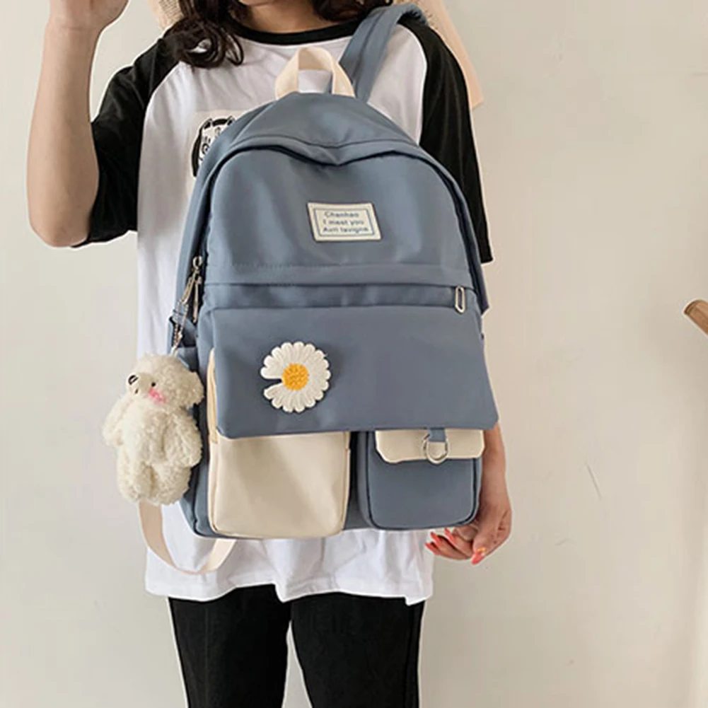 

Милые женские рюкзаки 2021, водонепроницаемый нейлоновый школьный рюкзак с несколькими карманами для студенток, женские милые рюкзаки для но...