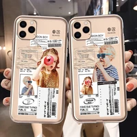 donut boy girl transparent label mobile phone case for iphone 6 7 8 plus 11 12 13 pro max x xr xs max color couple soft tpu case