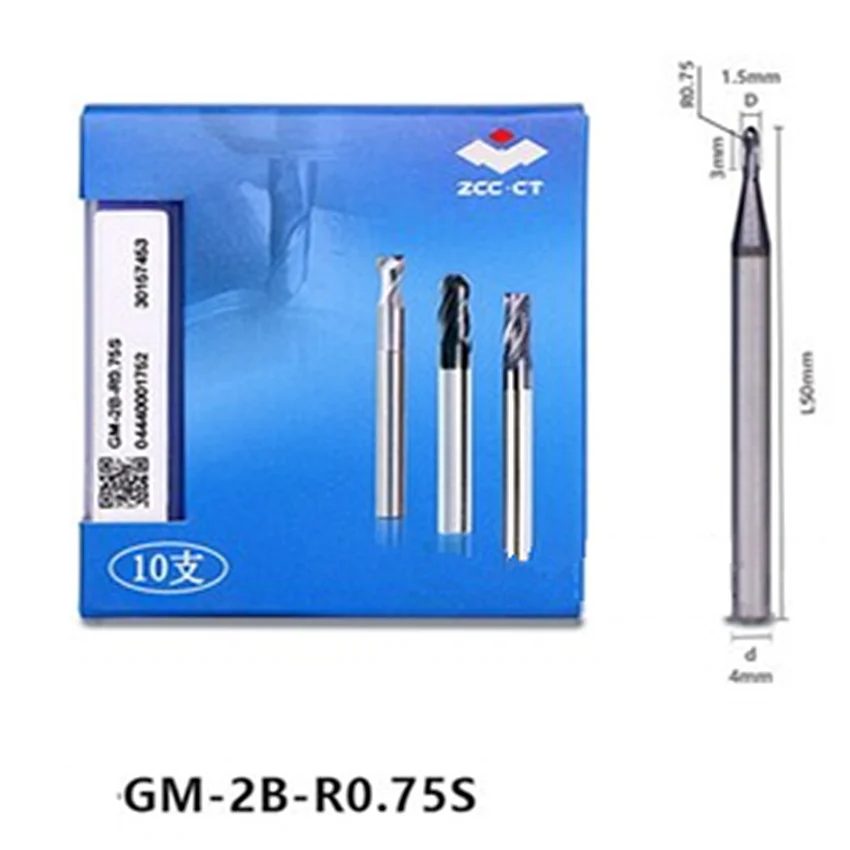 Фрезерная Концевая фреза из вольфрамовой стали GM-2B-R0.75S ZCC.CT GM-2B 1.5 R0.75 * 4*3*50 2T