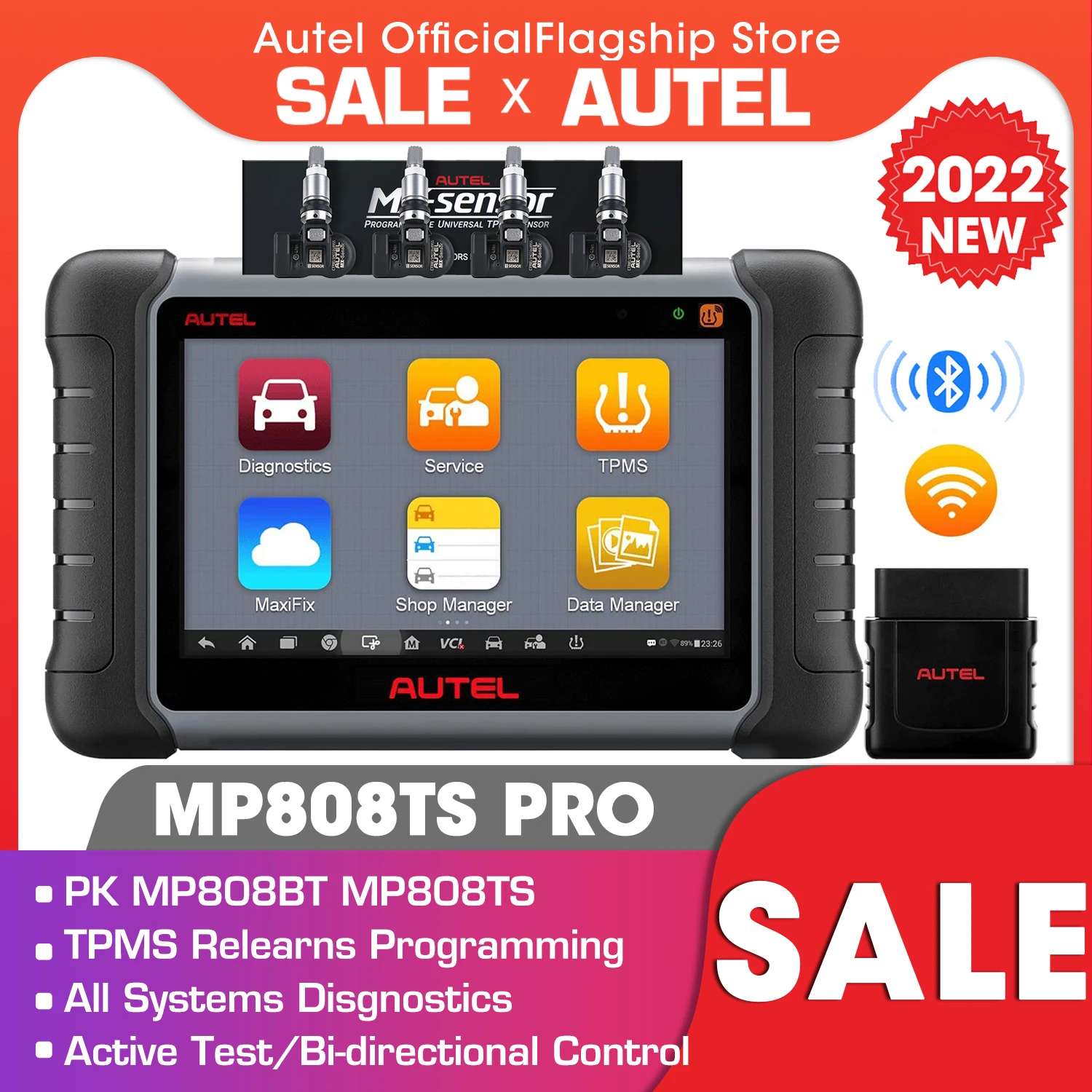 Autel MaxiPro MP808TS PRO OBD2 Scanner Car Diagnostic Tool All System Diagnosis With Full TPMS Functions PK MK808TS |