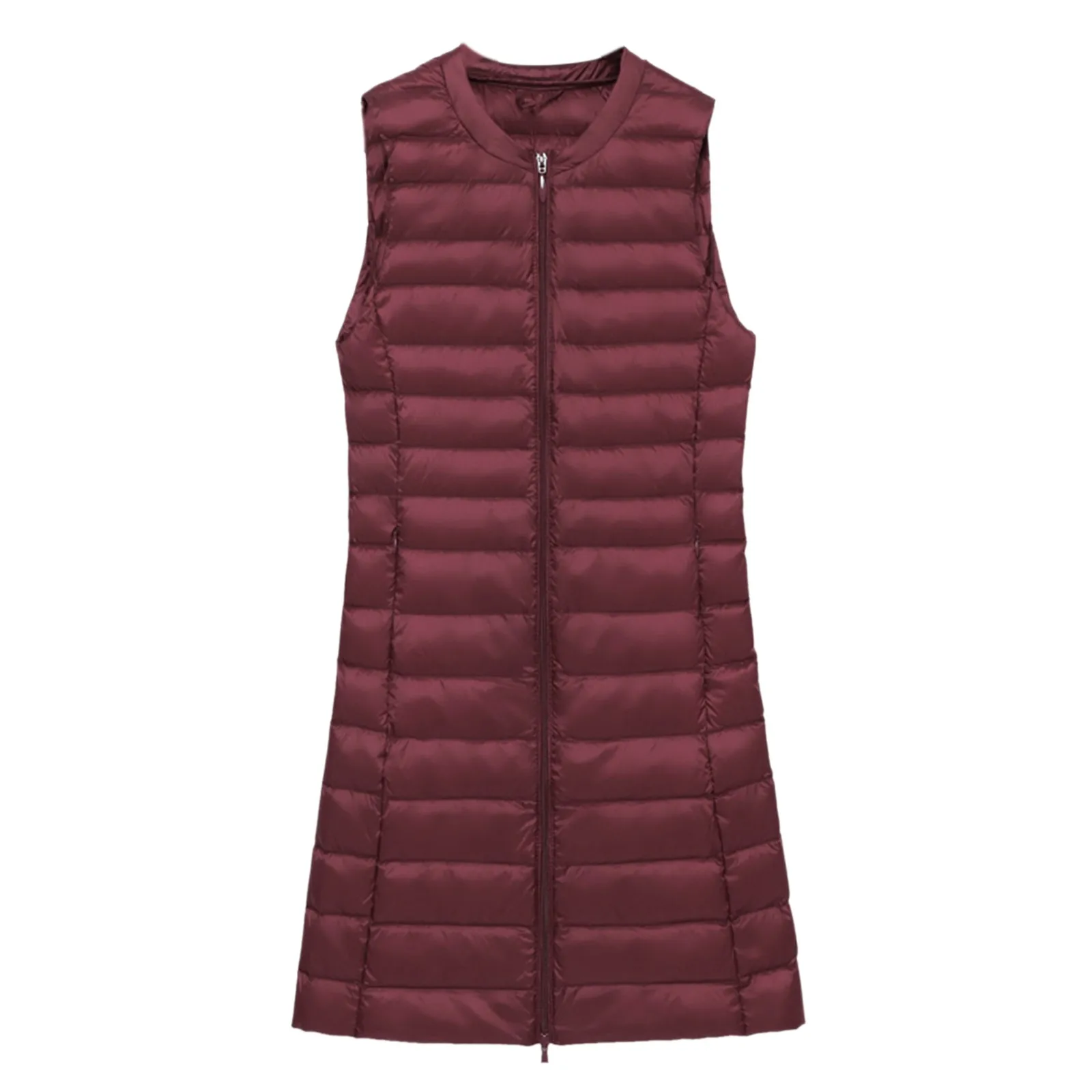 Women's Long Down Vest Winter Thin Light Down Coat Casual Slim Gilet Quilted Jacket Outdoor Winter Coat Vest Streetwear