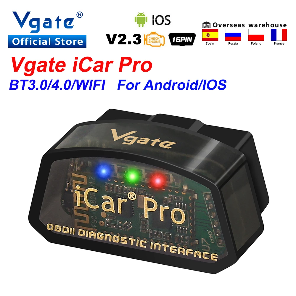 Vgate iCar Pro ELM327 V2.3 Bluetooth 4.0 for Android/IOS iCar2 wifi OBD2 Car Diagnostic Tool elm 327 OBD 2 OBDII Scanner Auto