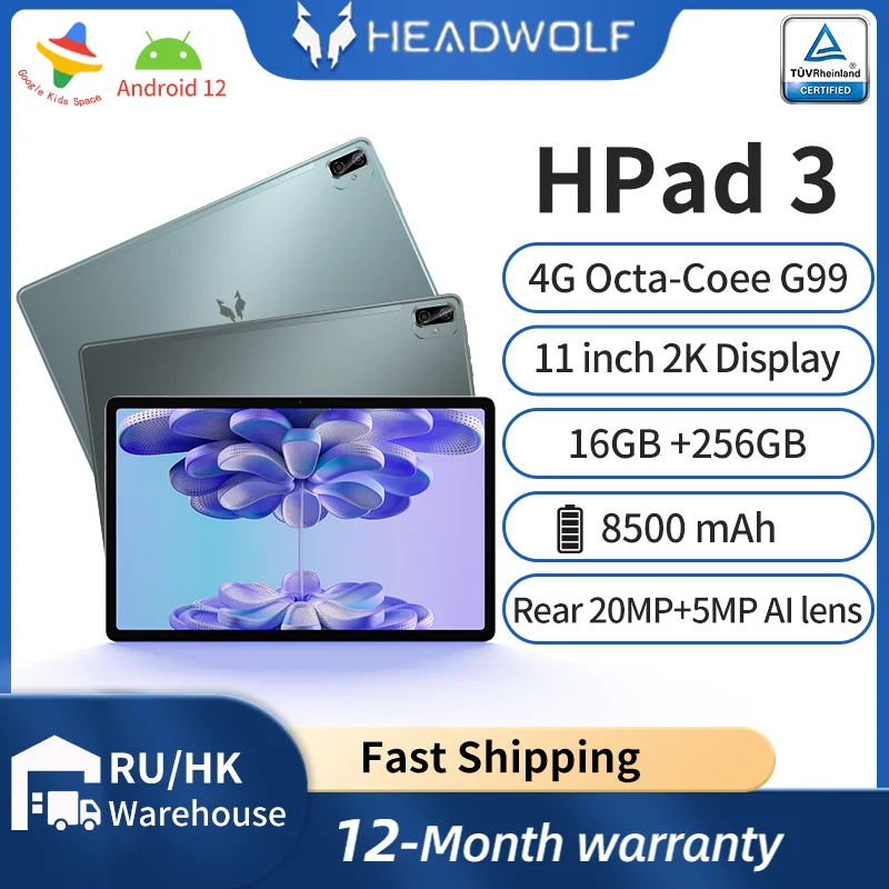 【World Premiere】Headwolf HPad 3 Tablet Android 12 MTK G99 Octa-core 16GB+256GB UFS2.2,11’’ Tablet PC 8500mAh TÜV Rheinland