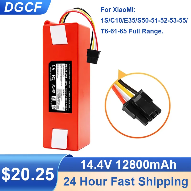 

DGCF 14,4 V 12800mAh BRR-2P4S-5200S Роботизированный пылесос оригинальная запасная батарея для XiaoMi Roborock S51-S65 MAX S6 запчасти