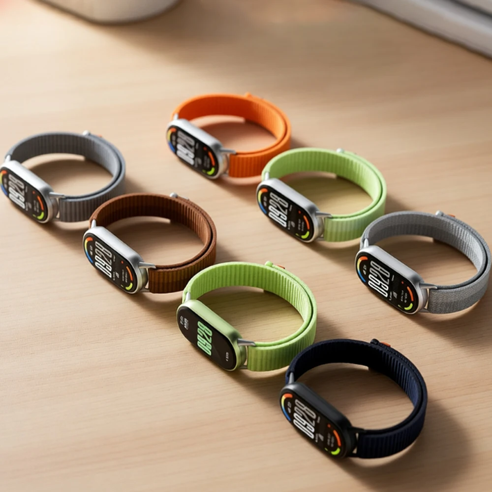 Фото Ремешок для часов Xiaomi smart Band 10 9 8, аксессуары для ремешков, спортивный нейлоновый полевой браслет, сменный ремешок Correa Mi Band 8 9 10, NFC №1