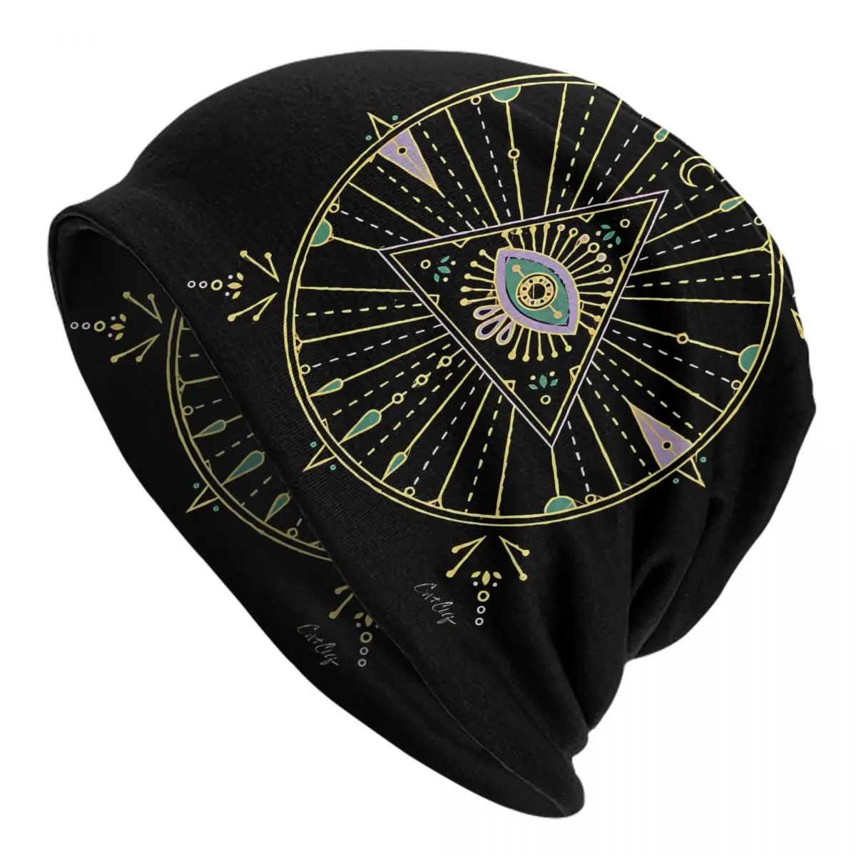 

Mandala Evil Eye Fashion Hats Purple Green Bonnet Hat Skullies Beanies Caps