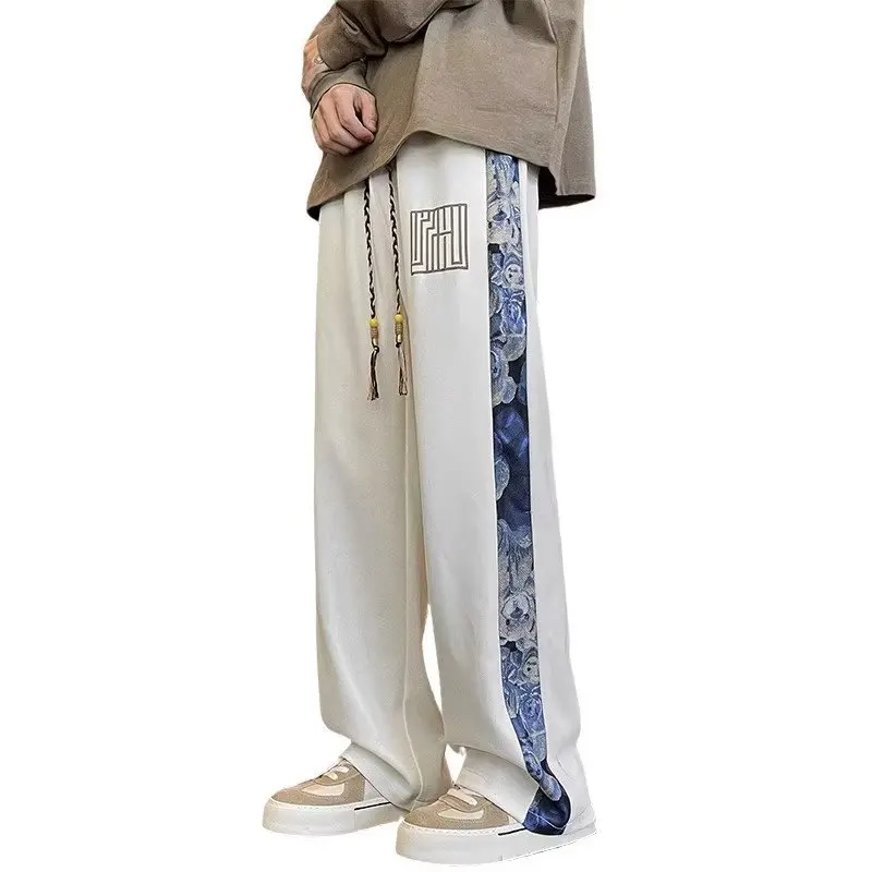 Мужские полосатые брюки FGKKS повседневные облегающие с широкими штанинами для