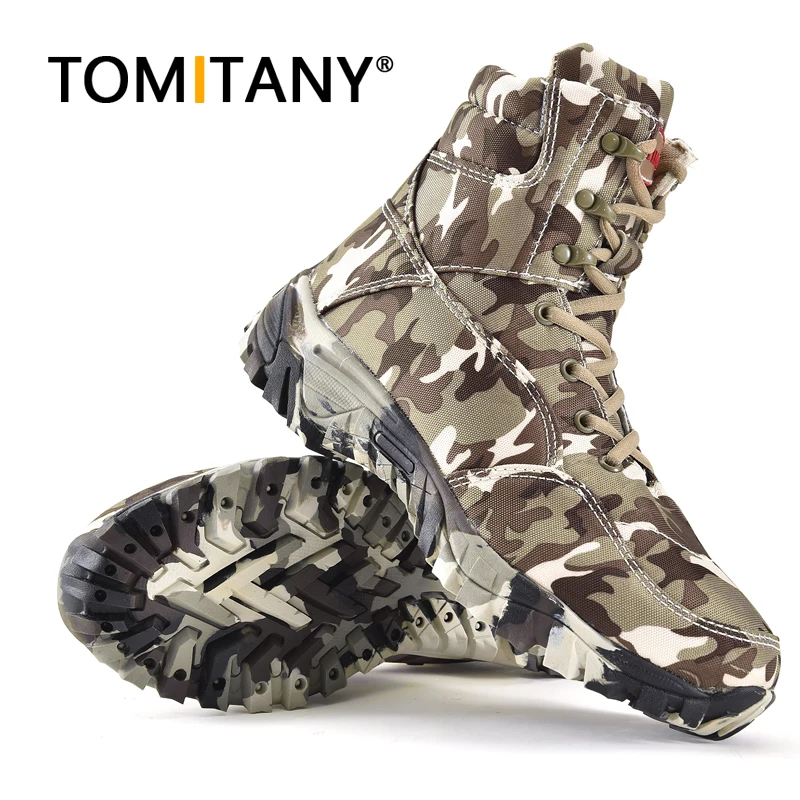 Men Military Tactical Boots Outdoor Hiking Shoes Autumn Camo Camping Trekking Boot Climbing Non-slip Wear-resistant Hiking Shoes
