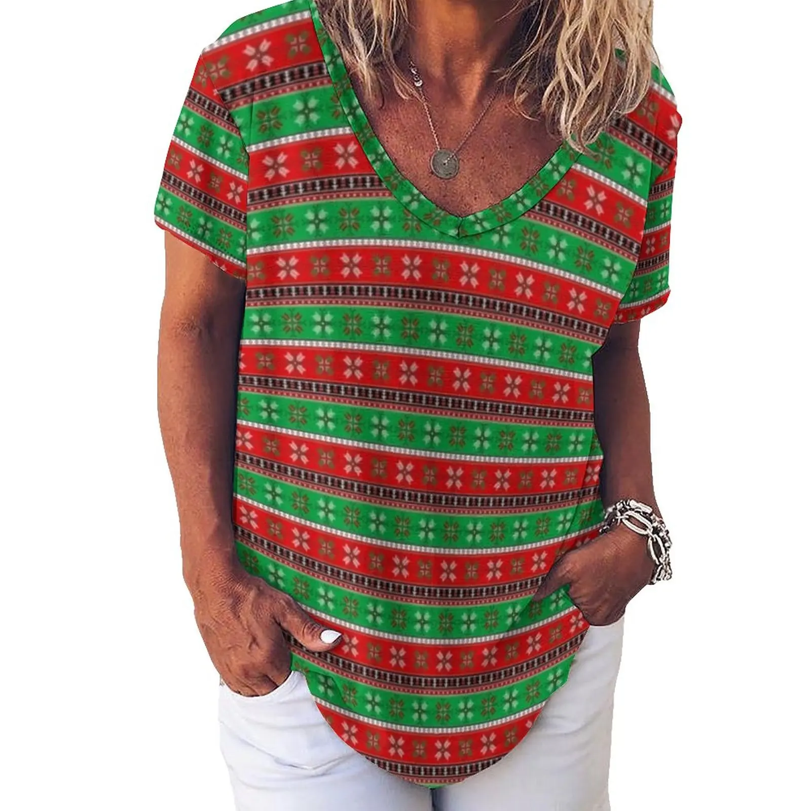 

Женская футболка с коротким рукавом и V-образным вырезом, в стиле ретро