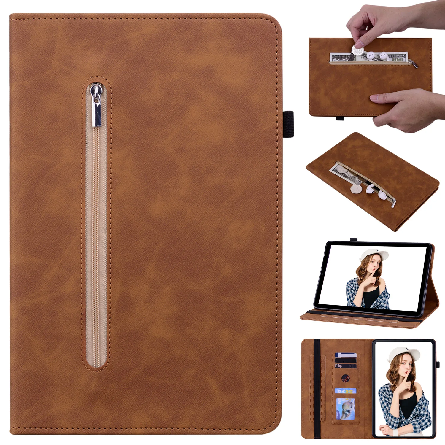 

Zipper Leather Case for IPad 9th Generation 10.2 2021 Air 3 2 1 Mini 6 5 4 Funda Pro 11 9.7 6th 5th Stand Purse Bag Wallet Cover