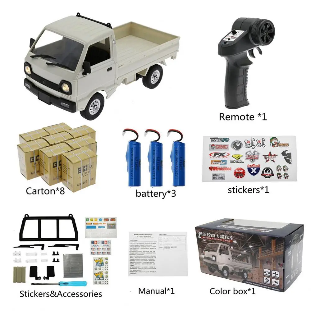 

WPL D12 1:16 мини-модель автомобиля с дистанционным управлением радиоуправляемая модель фургона с наклейками Обучающие Детские игрушки пазл иг...