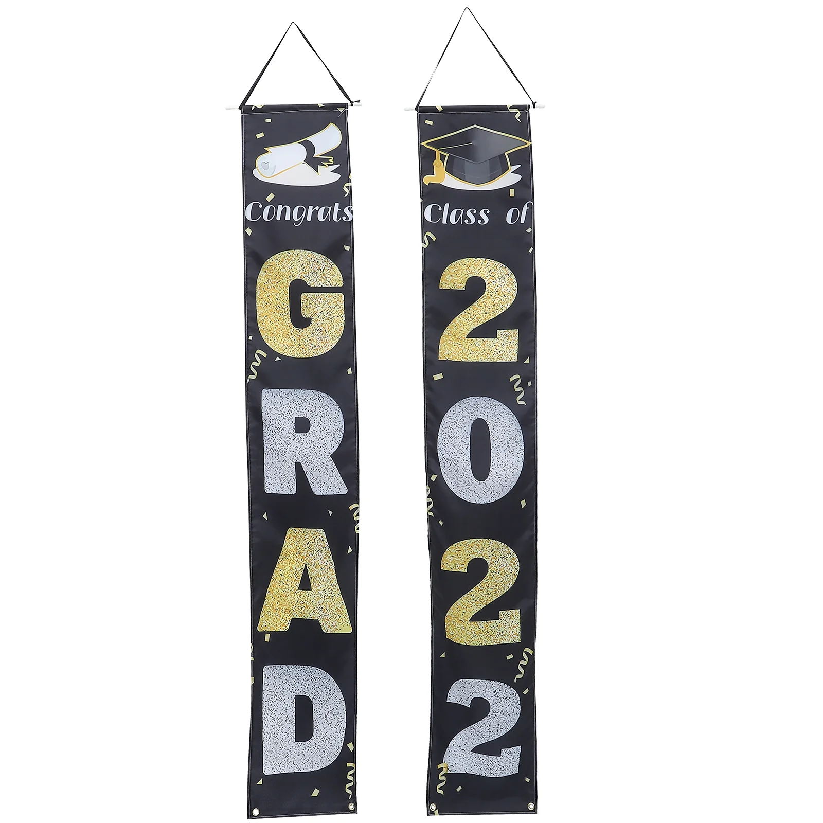

1 Pair Graduation Themed Door Couplets Graduation Door Porch Adorns Graduation Party Decors for Classroom School Gift Home